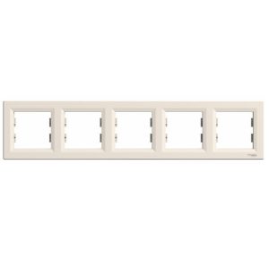 Рамка 5-местная горизонтальная Schneider Asfora Крем (ЕРН5800523)