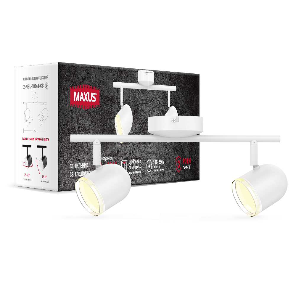 Светильник спотовый LED MAXUS MSL-01C 2х4W 4100K белый (2-MSL-10841-CW)