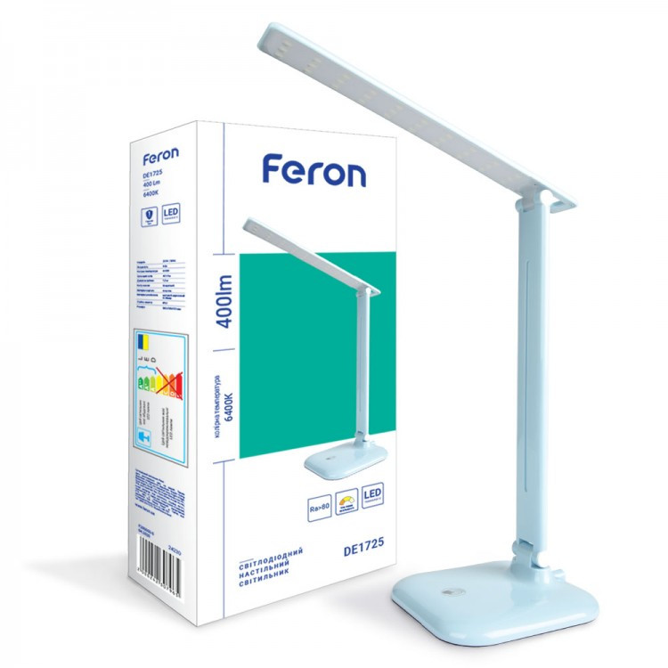 Настольный LED светильник Feron DE1725 9W 6400K голубой