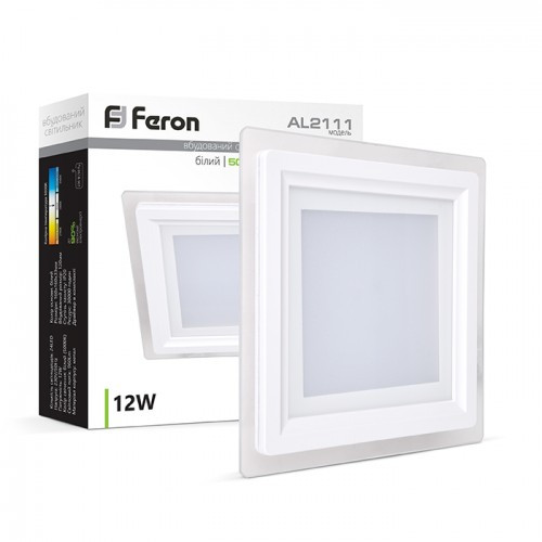 Светильник Feron AL2111 12W белый квадратный встраиваемый