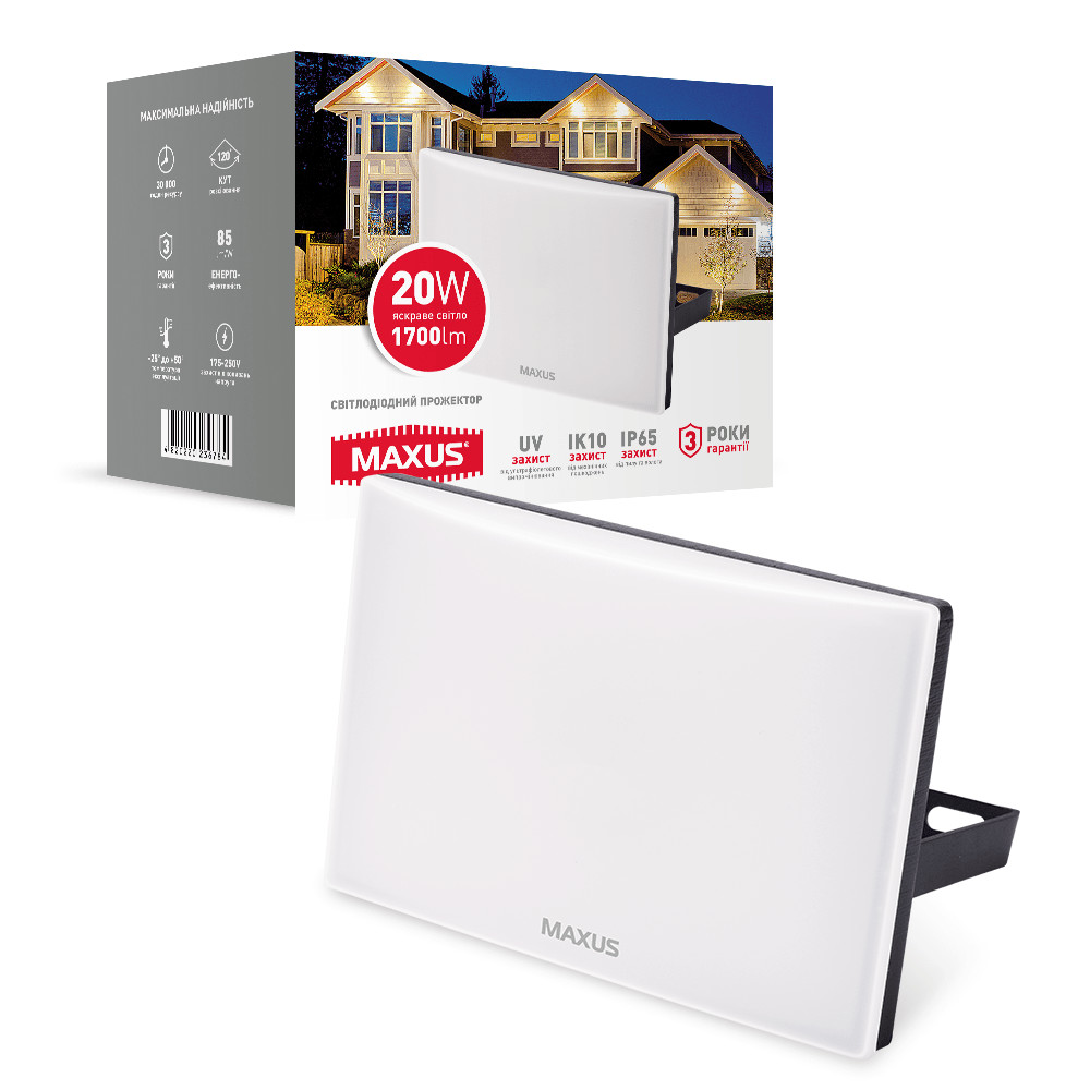 Прожектор LED MAXUS FL-03 20W черный (1-MFL-03-2050-BK)