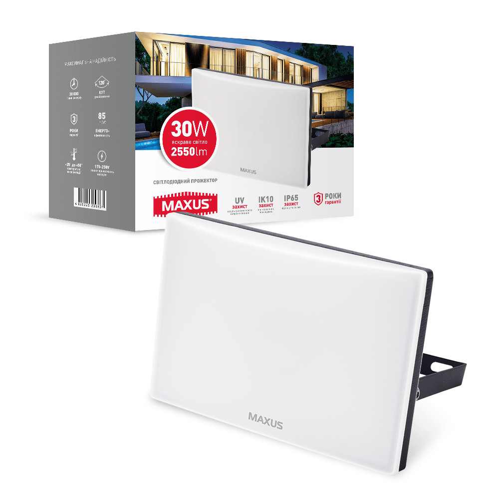 Прожектор LED MAXUS FL-03 30W черный (1-MFL-03-3050-BK)