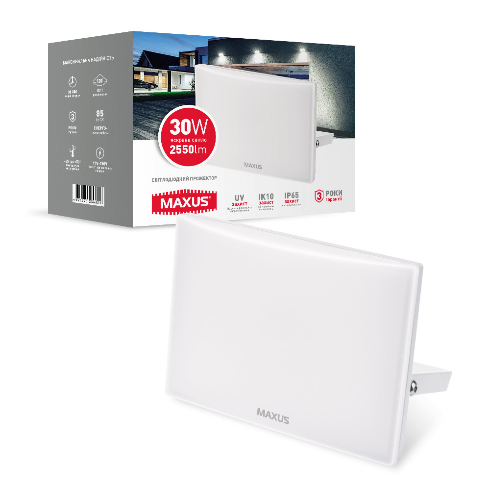 Прожектор LED MAXUS FL-03 30W черный (1-MFL-03-3050-WT)