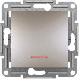 Выключатель одноклавишный с подсветкой Schneider Asfora Бронза (EPH1400169)