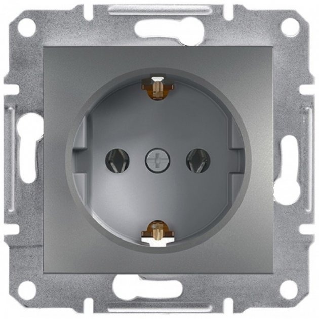 Розетка с заземлением Schneider Asfora Сталь (EPH2900162)