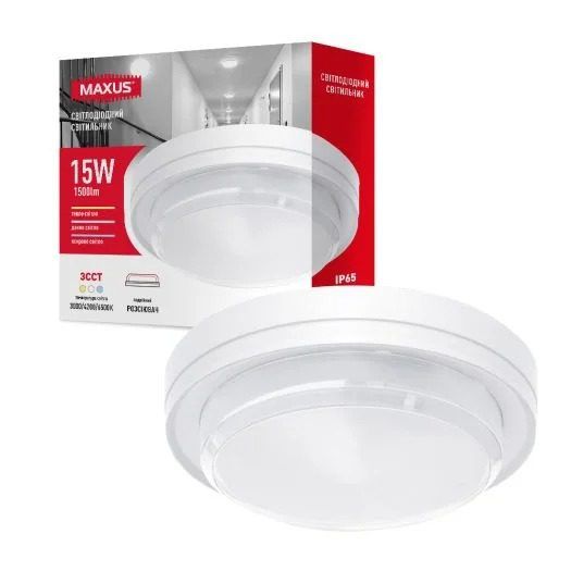 Светильник ЖКХ LED MAXUS MBH 15W 3CCT IP65 WH Circle (Круглый) (1-MBH-15W-WHC)
