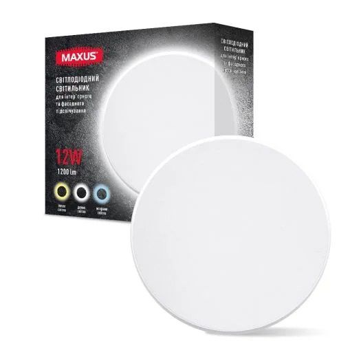 Светильник LED MAXUS MWL 12W 3CCT IP65 WH Circle круглый накладной (1-MWL-12W-WHC)