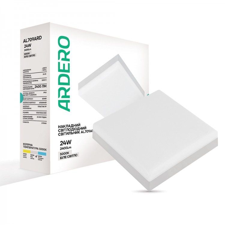 Светильник ЖКХ LED Feron-ARDERO AL709ARD 24 Вт накладной 5000К IP20 (Квадрат)