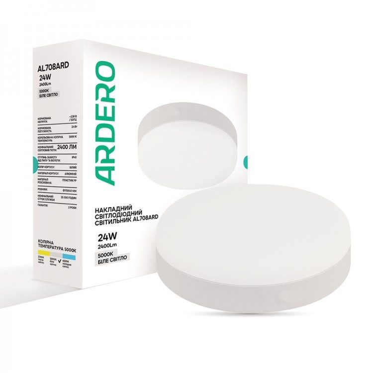Светильник ЖКХ LED Feron-ARDERO AL708ARD 24 Вт накладной 4000К IP20 (Круглый)