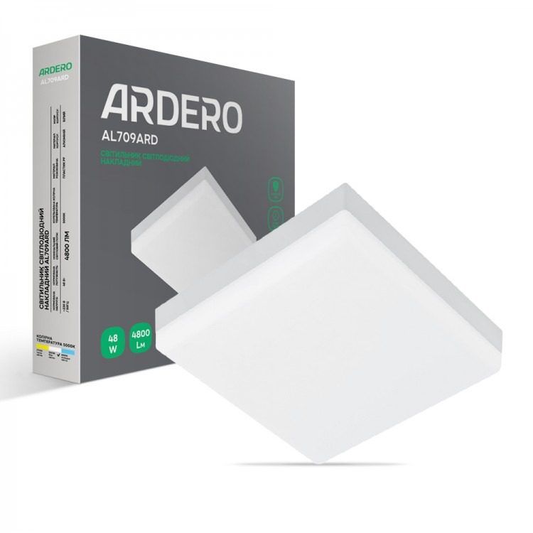Светильник ЖКХ LED Feron-ARDERO AL709ARD 48 Вт накладной 5000К IP20 (Квадрат)