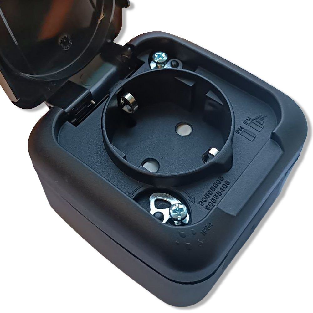 Розетка с заземлением с крышкой IP54 VIKO Palmiye Черная (90555108)