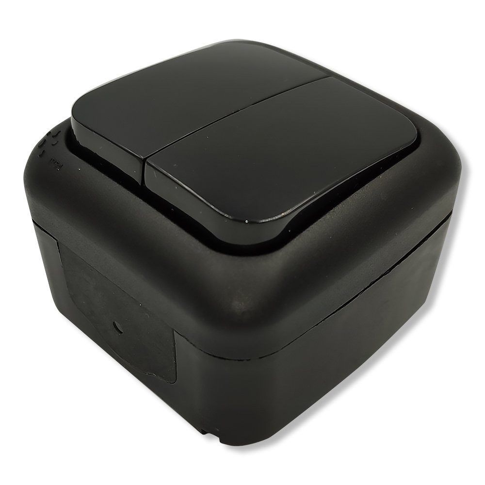 Выключатель двухклавишный IP54 VIKO Palmiye Черный (90555102)