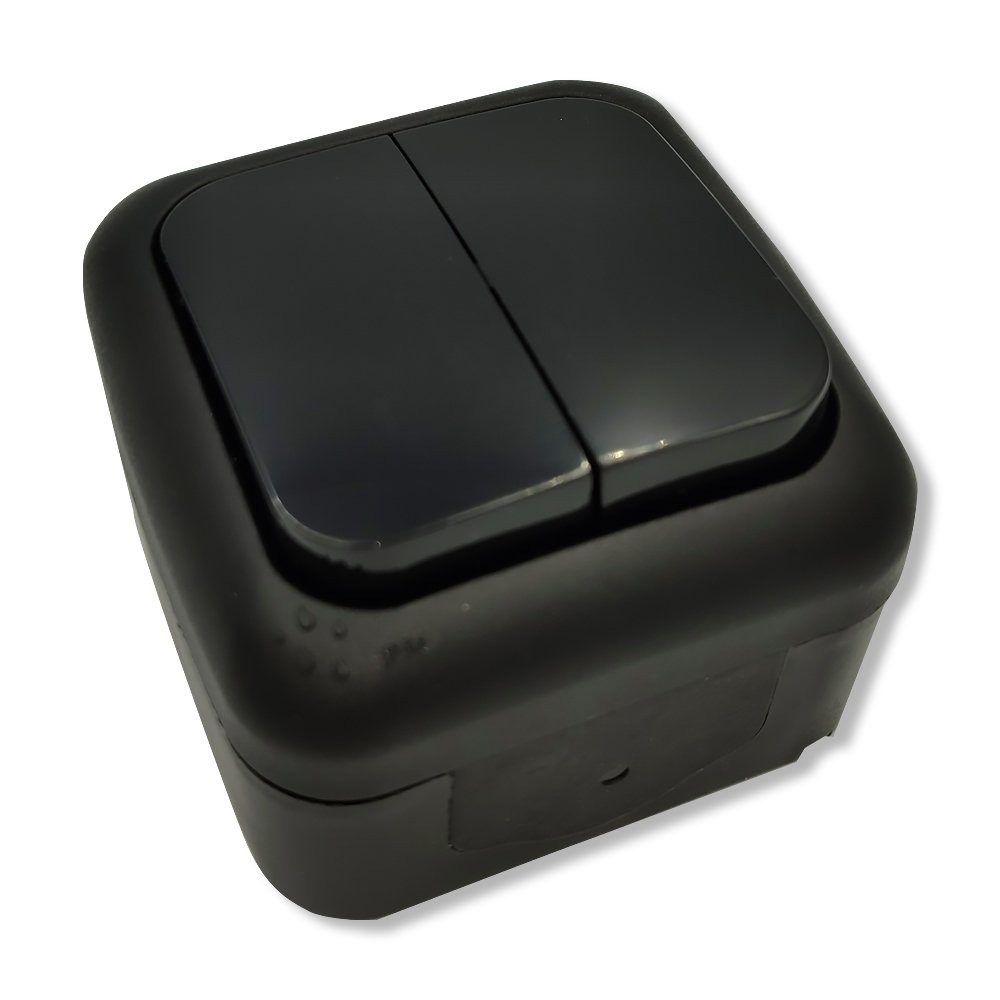 Выключатель двухклавишный IP54 VIKO Palmiye Черный (90555102)