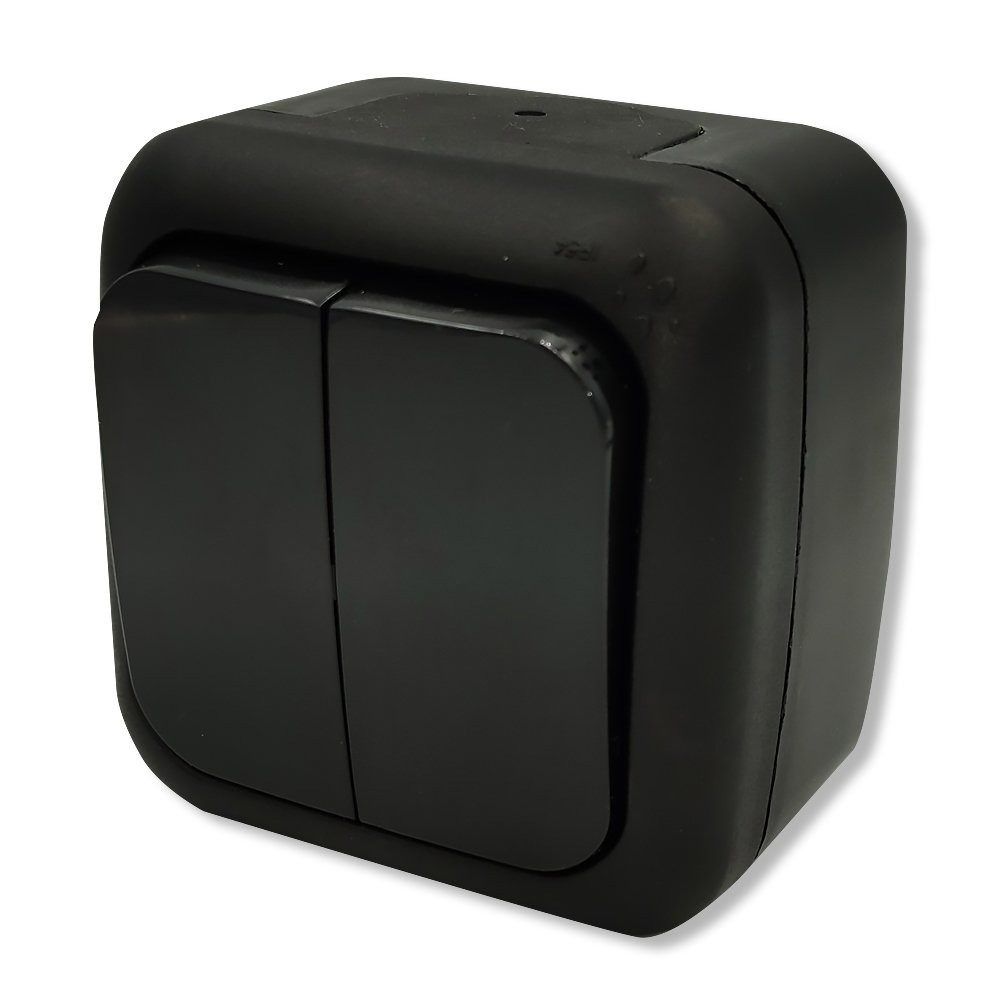 Выключатель двухклавишный IP54 VIKO Palmiye Черный (90555102)