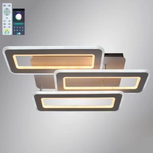Люстра LED ESLLSE TRIPLEX DOUBLE 110W 3L-APP-650x370x140-WHITE/WHITE-220-IP20 с пультом и приложением