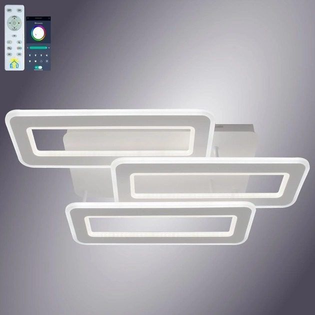 Люстра LED ESLLSE TRIPLEX DOUBLE 110W 3L-APP-650x370x140-WHITE/WHITE-220-IP20 с пультом и приложением