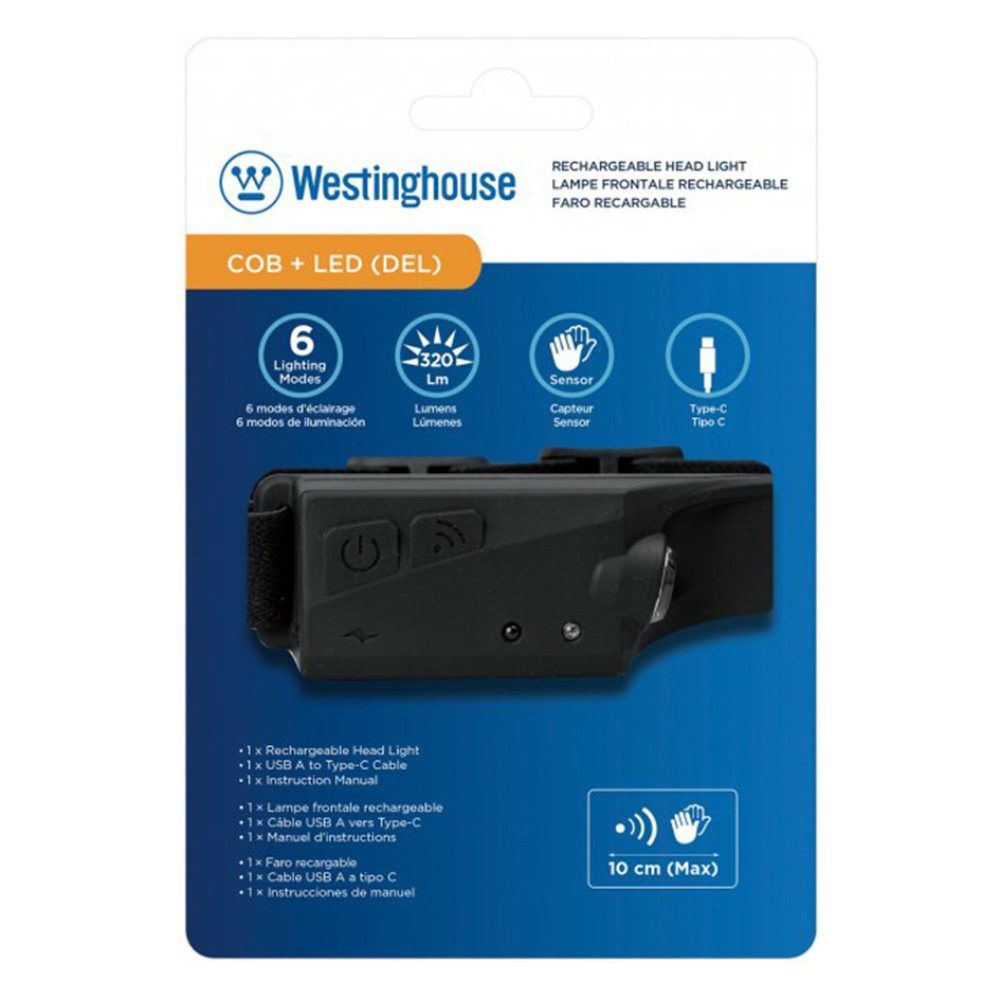 Фонарик налобный с сенсором Westinghouse LED+COB WF218