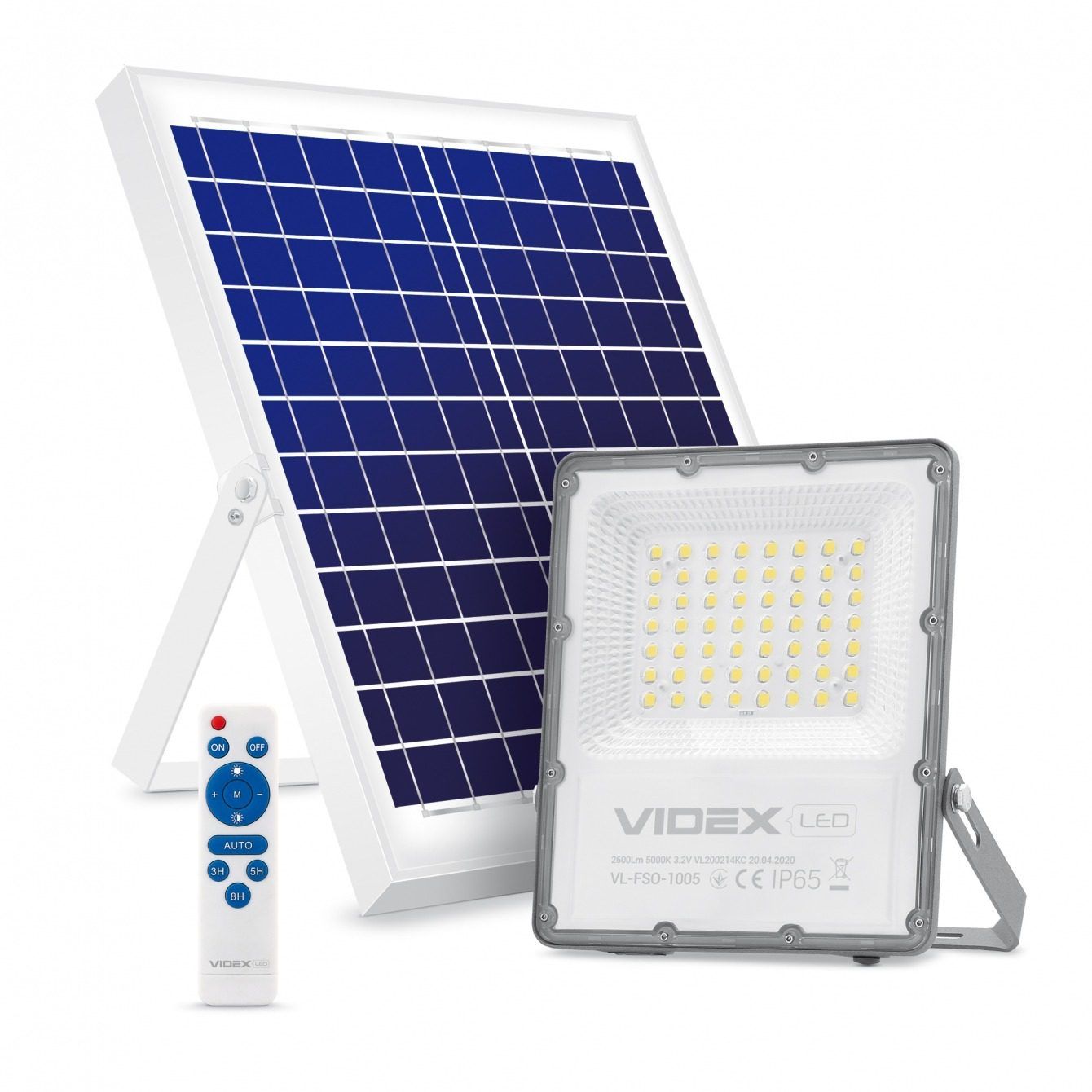 Прожектор LED VIDEX 25W автономный 2800Lm 5000K на солнечной батарее (VL-FSO-1005)