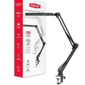 Настольный LED светильник MAXUS Desk Lamp 10W 3CCT Metal CLIP BL
