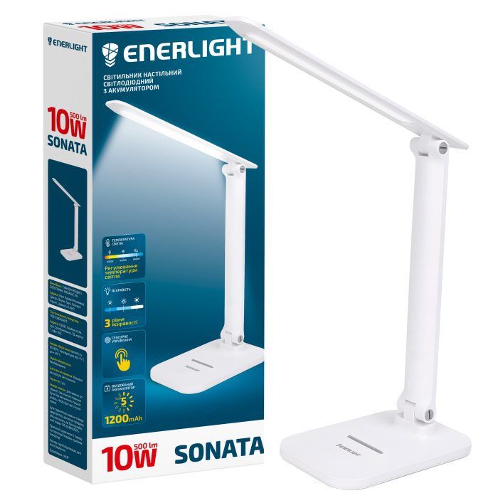 Настольный аккумуляторный LED светильник ENERLIGHT SONATA 10Вт 3000-6000K Белая