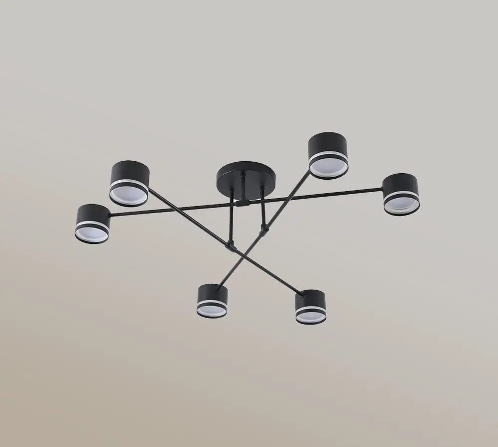 Люстра Esllse GUSTAV 6R 850x240 мм Черная на 6 ламп GX53