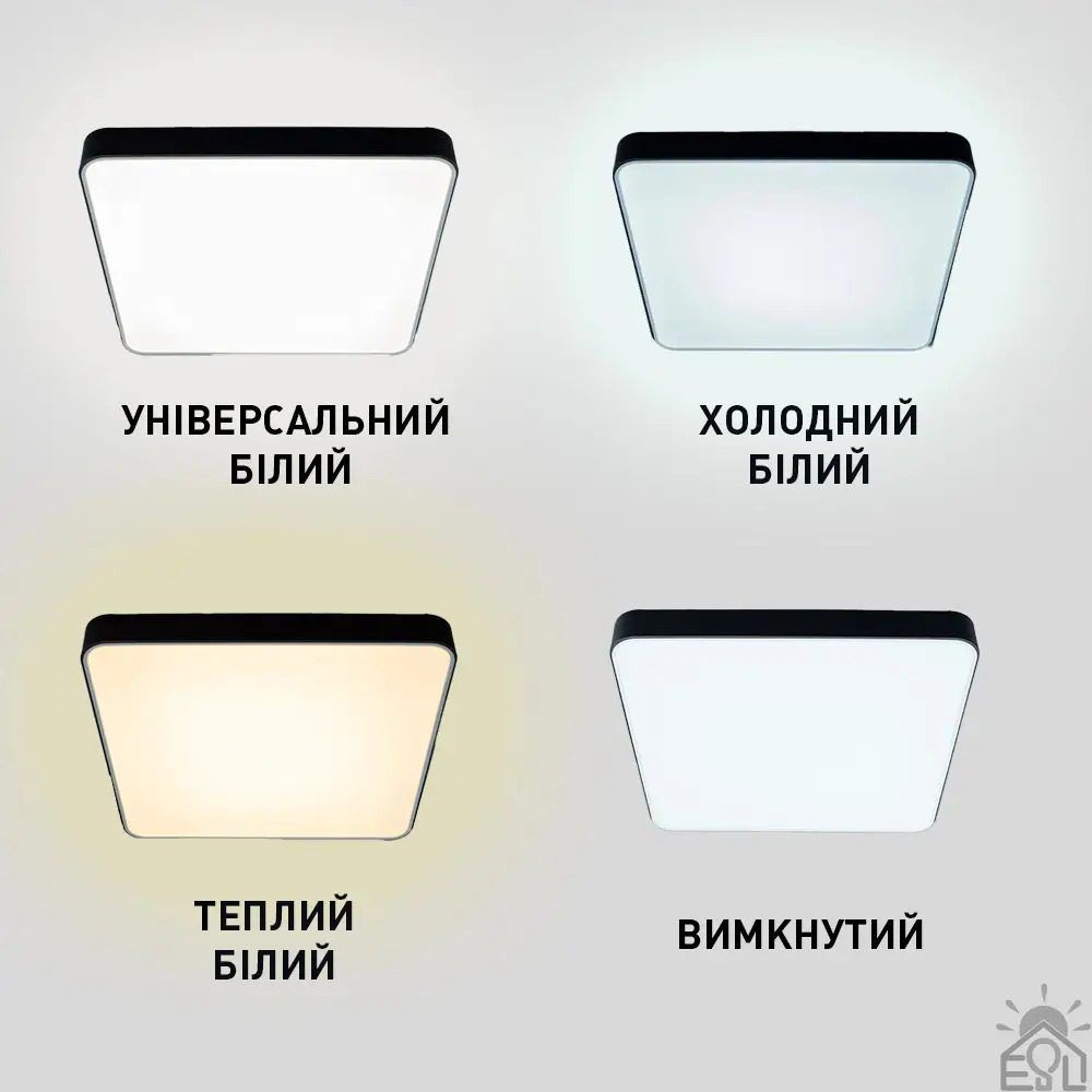 Люстра LED ESLLSE ONIX 90W S ON/OFF 500x500x50-BLACK-220-IP20 Управляемая выключателем (без пульта)