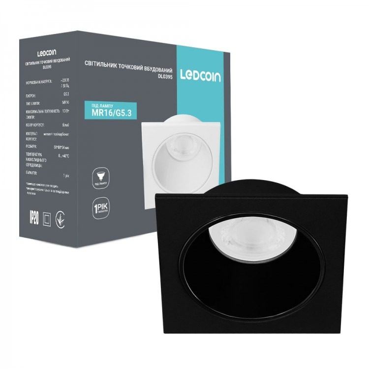 Светильник Feron-Ledcoin DL0395 MR16 квадратный встраиваемый черный