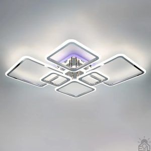 Люстра светодиодная ESLLSE OVAL RGB 120W 7S-SMART-960x750x110-CHROME-220-IP20 матовая (10516) с пультом и приложением