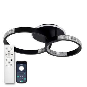 Люстра светодиодная LUMINARIA AKRILIKA ROUND 80W 3R BLACK/CLEAR 3000К-6500К c пультом