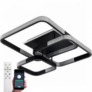 Люстра светодиодная LUMINARIA AKRILIKA SQUARE 130W 4S BLACK-CLEAR 3000К-6500К c пультом