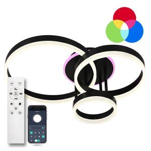 Люстра светодиодная LUMINARIA GENNY ROUND RGB 80W 4R BLACK 3000К-6500К c пультом