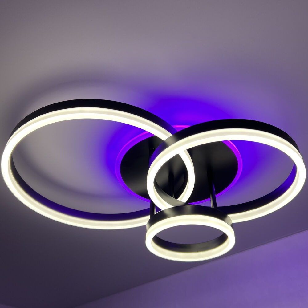 Люстра светодиодная LUMINARIA GENNY ROUND RGB 80W 4R BLACK 3000К-6500К c пультом