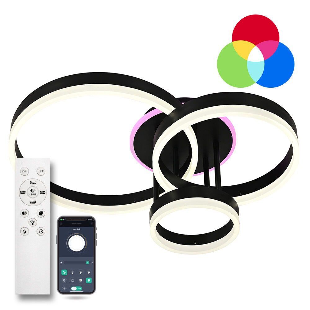 Люстра светодиодная LUMINARIA GENNY ROUND RGB 80W 4R BLACK 3000К-6500К c пультом