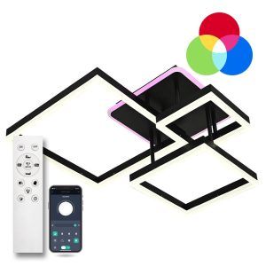 Люстра светодиодная LUMINARIA GENNY SQUARE RGB 105W 4S BLACK 3000К-6500К c пультом