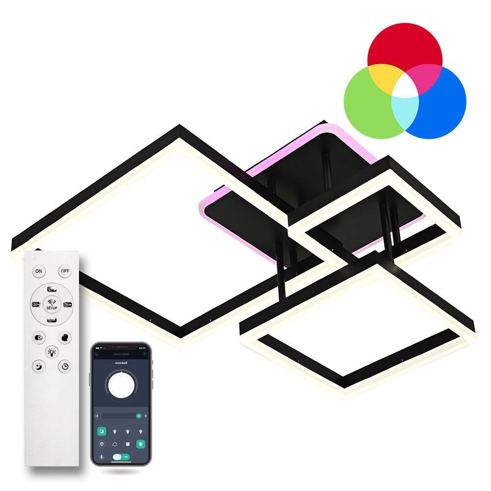 Люстра светодиодная LUMINARIA GENNY SQUARE RGB 105W 4S BLACK 3000К-6500К c пультом