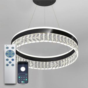 Подвесная люстра LED LUMINARIA CARINA 90W R500 BLACK/CLEAR 3000К-6500К c пультом