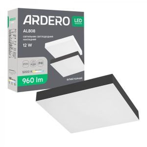 Светильник ЖКХ LED Feron-Ardero AL808 12 Вт накладной 5000К IP20 Черный (Квадрат)