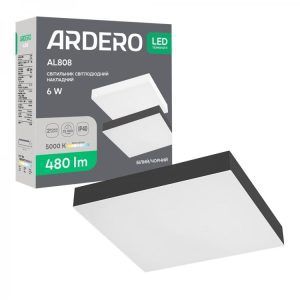 Светильник ЖКХ LED Feron-Ardero AL808 6 Вт накладной 5000К IP20 Черный (Квадрат)