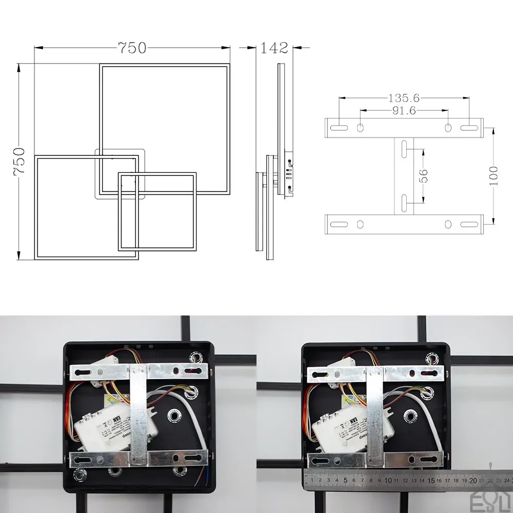 Люстра LED ESLLSE COCO 105W 3S-SMART-762x675x150-BLACK-220-IP20 (10600) с пультом и приложением